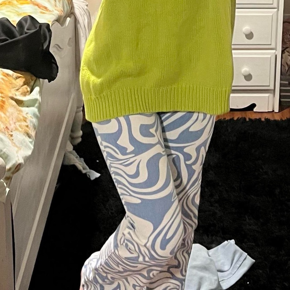 Urban Outfitters Love + Harmony - Marble Zebra Wavy Blue Straight Leg Pants